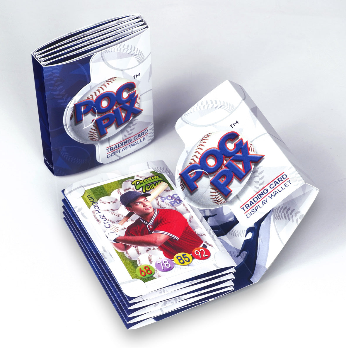 Blue and white Pocket Trading Card Binder Album or display wallet designed for Baseball cards TCG collector All Stars