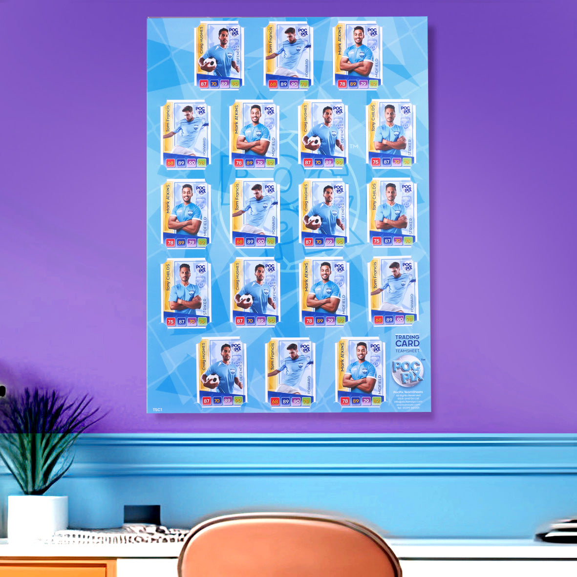 Trading Card Poster : Team Sheet : Teams or All-Stars : Sky Blue