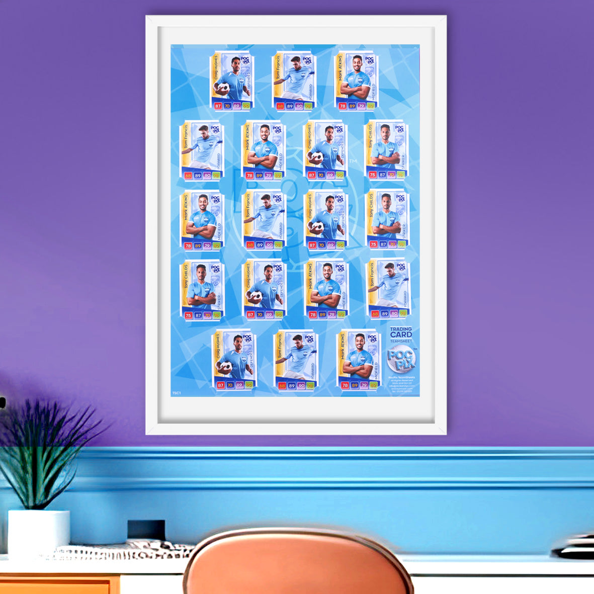 Trading Card Poster : Team Sheet : Teams or All-Stars : Sky Blue