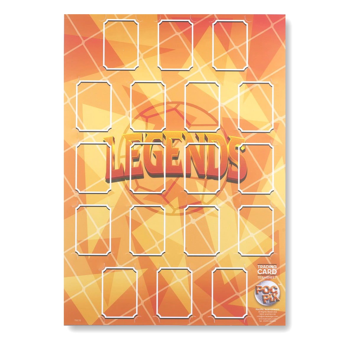 Trading Card Poster : Team Sheet : Teams or All-Stars : Football Legends