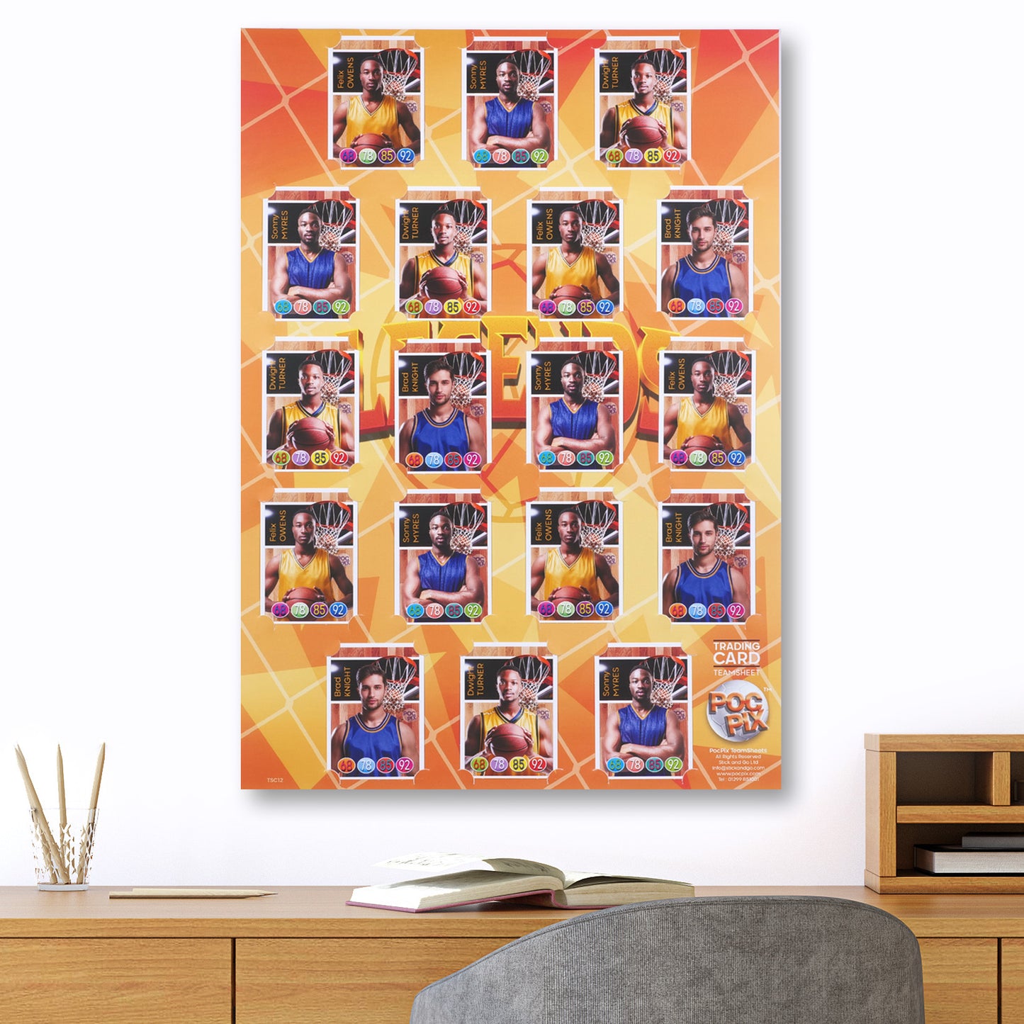 Trading Card Poster : Team Sheet : Teams or All-Stars : Football Legends