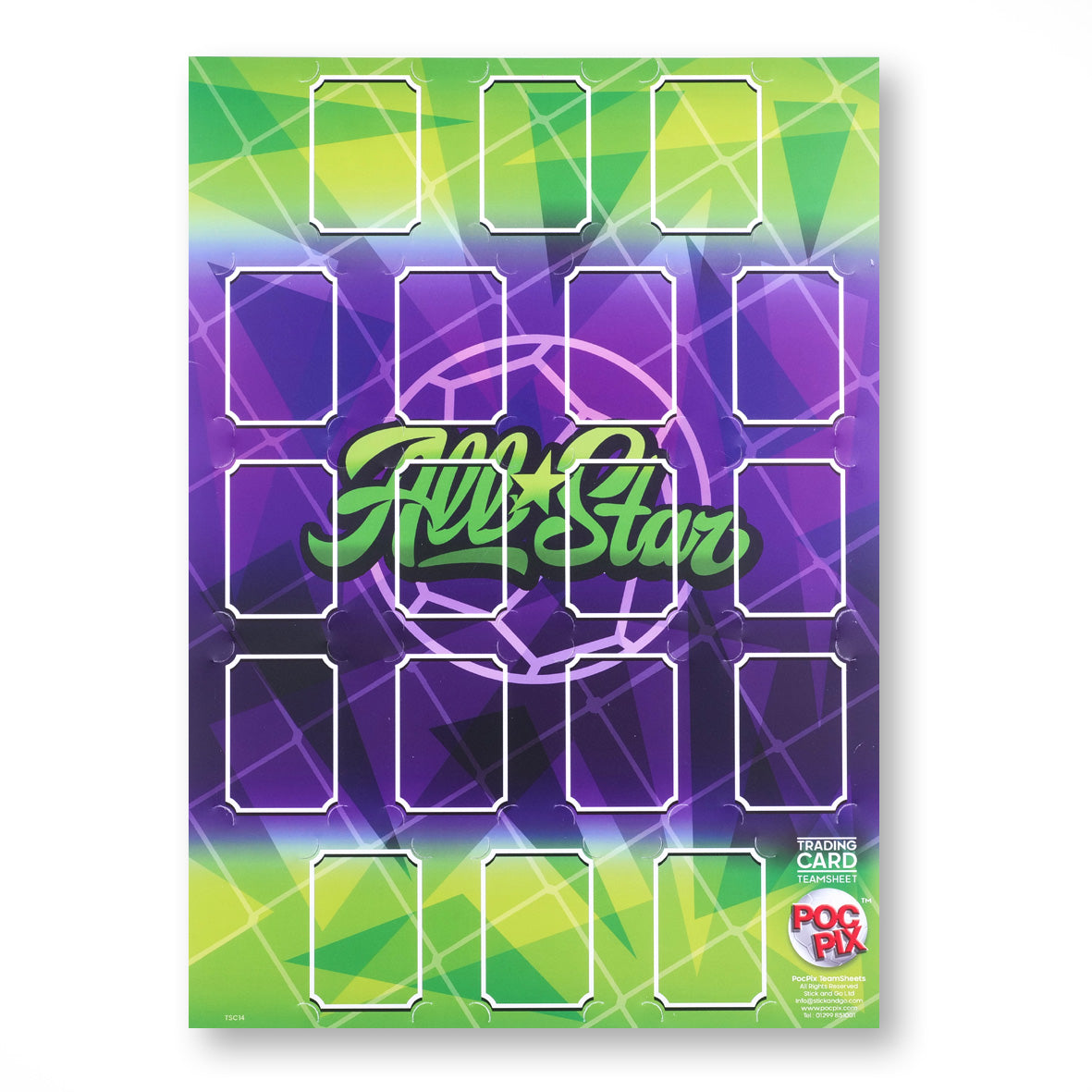 Trading Card Poster : Team Sheet : Teams or All-Stars : Purple & Green