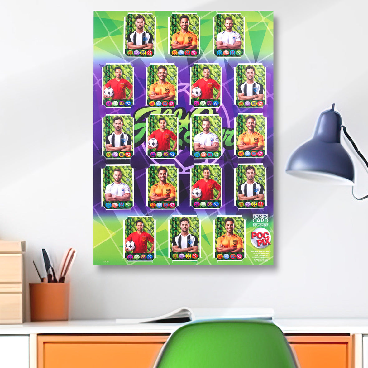 Trading Card Poster : Team Sheet : Teams or All-Stars : Purple & Green