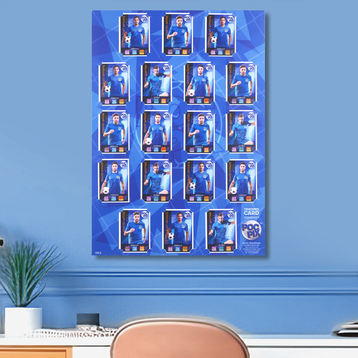 Trading Card Poster: Team Sheet : Teams or All-Stars : Royal Blue