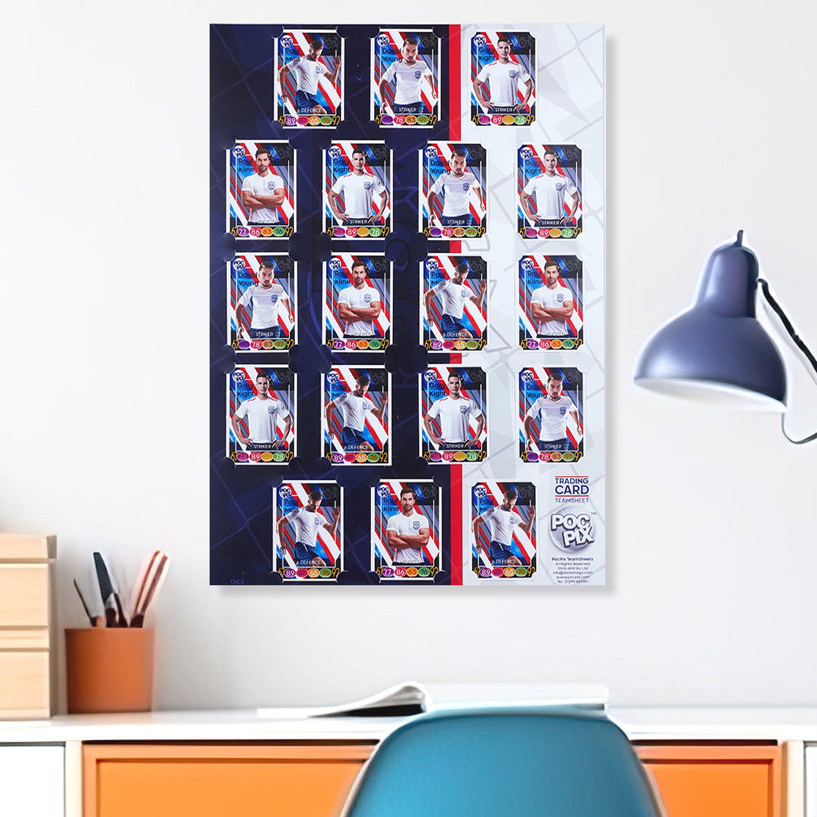 Trading Card Poster : Team Sheet : Teams / All-Stars : Royal Blue & white