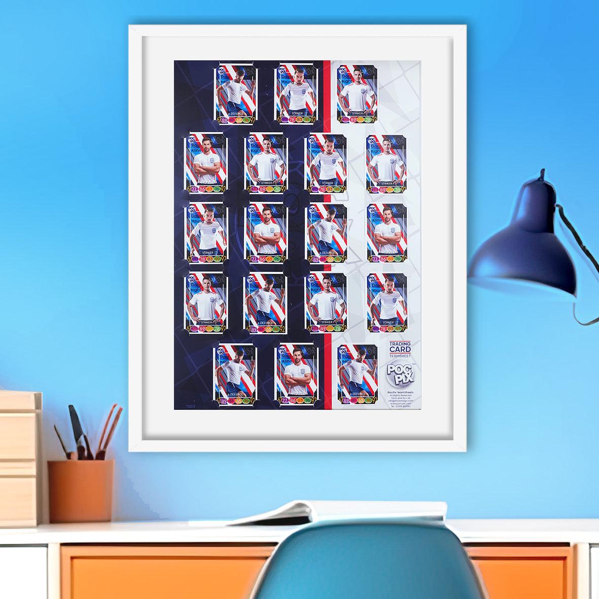 Trading Card Poster : Team Sheet : Teams / All-Stars : Royal Blue & white