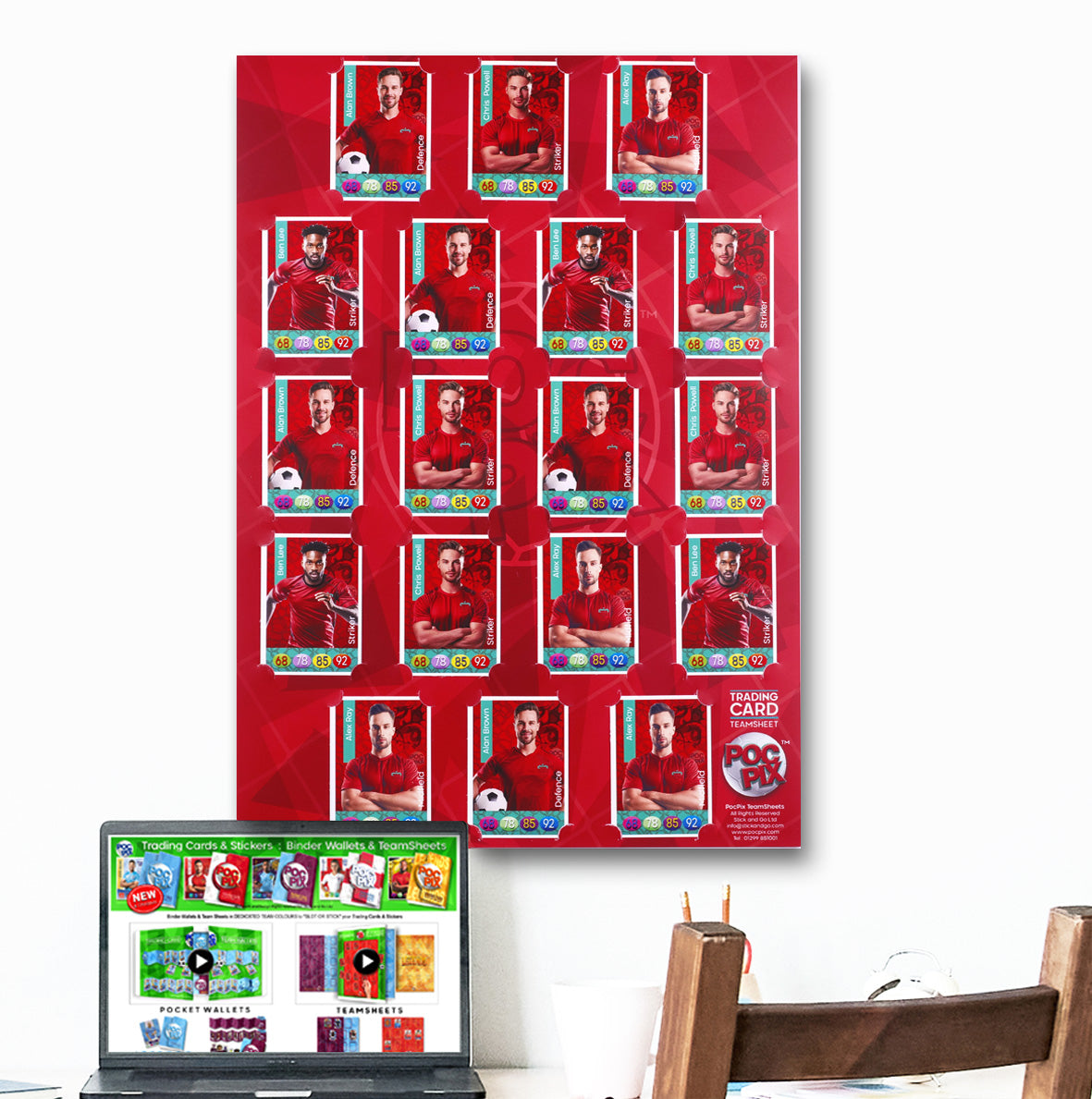 Trading Card Poster : Team Sheet : Teams or All-Stars : Red