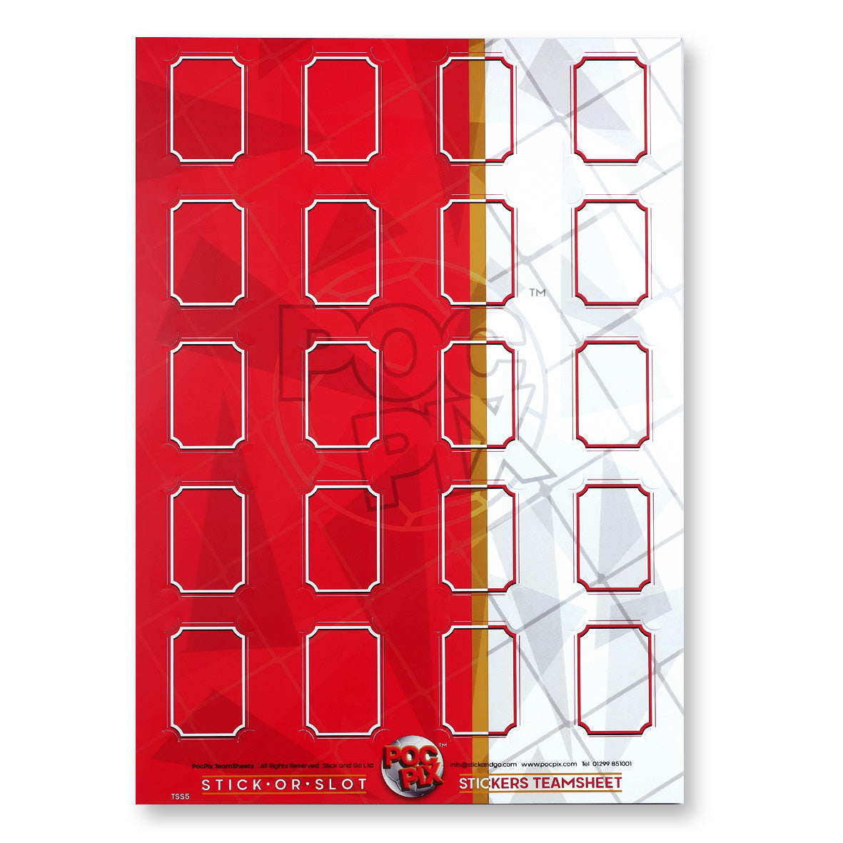 Sticker Poster : Team Sheet : Teams or All-Stars : Red & White