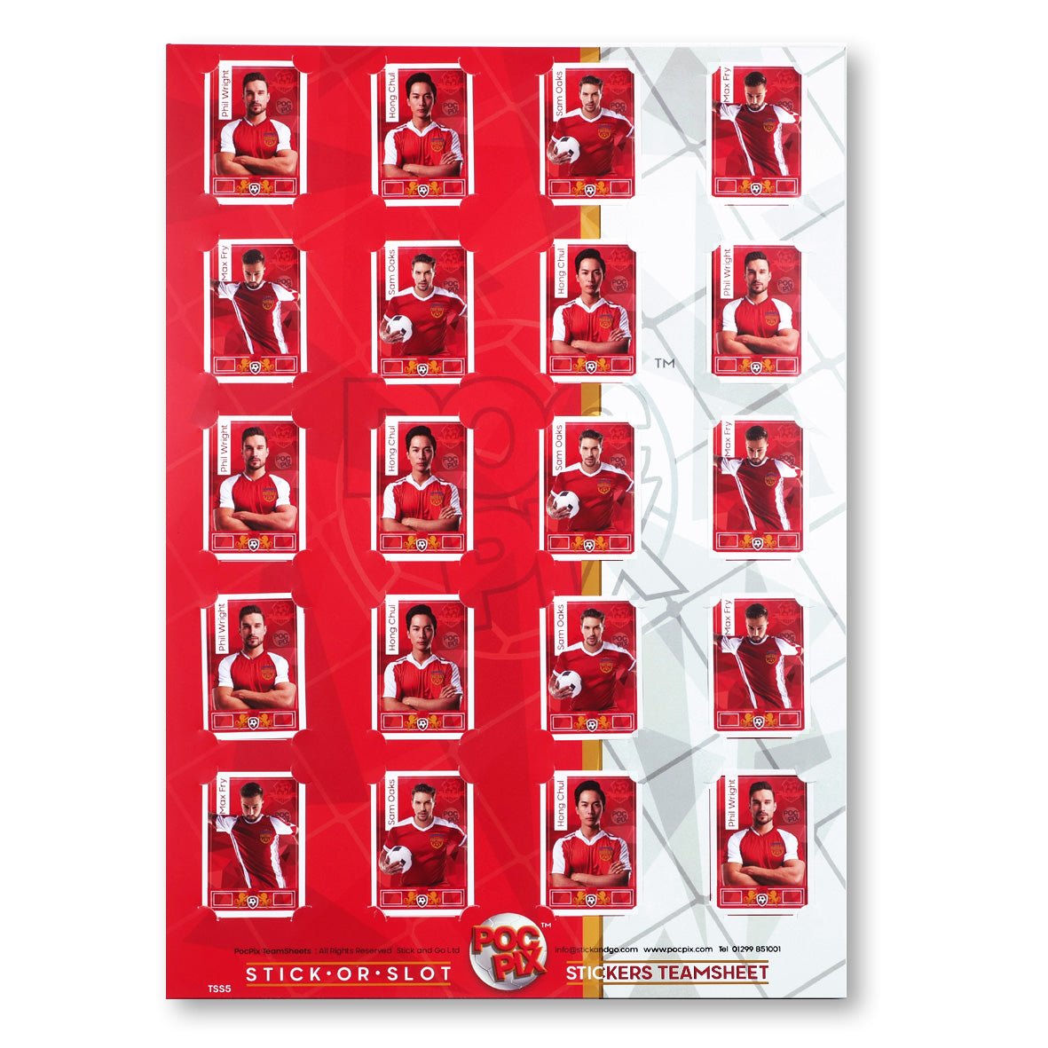 Sticker Poster : Team Sheet : Teams or All-Stars : Red & White