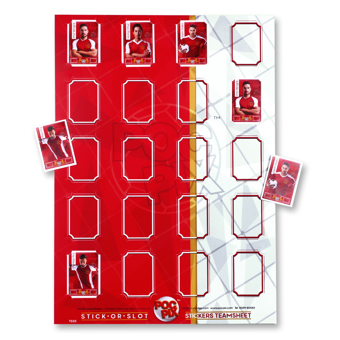 Sticker Poster : Team Sheet : Teams or All-Stars : Red & White