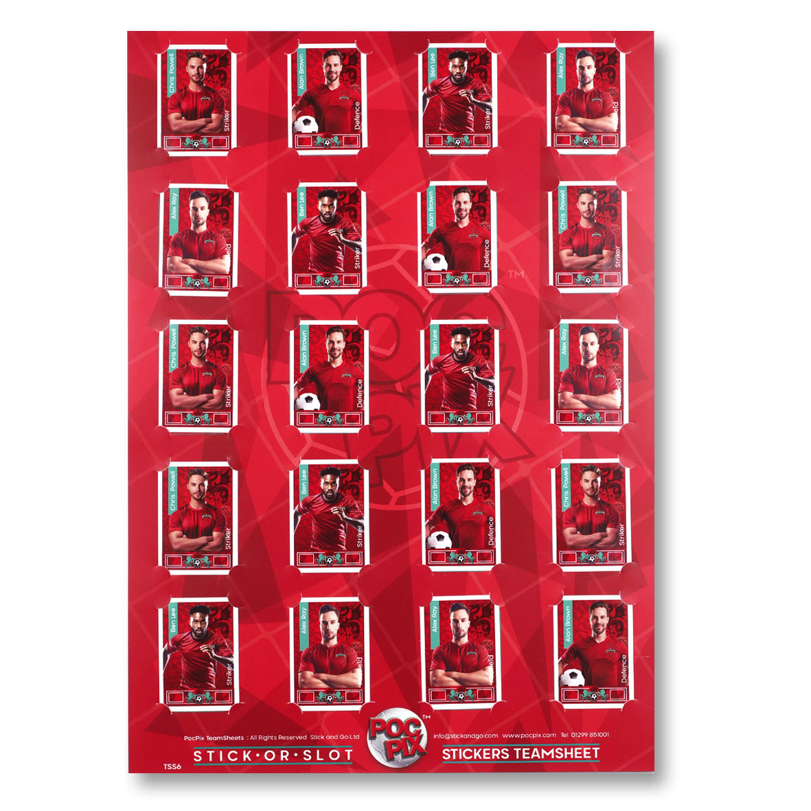 Sticker Poster : Team Sheet : Teams or All-Stars : Red