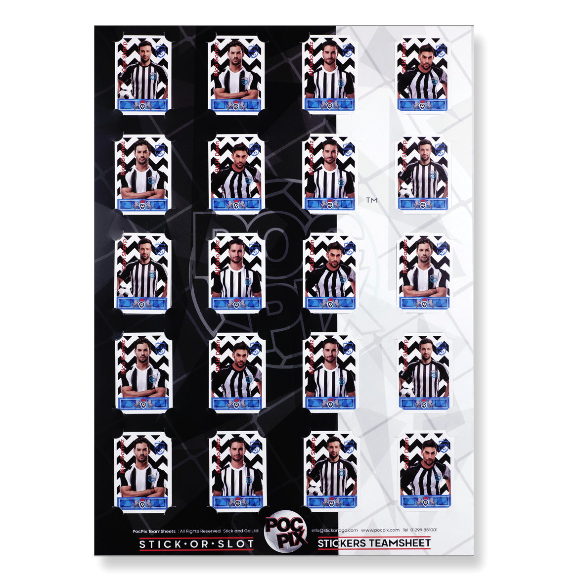 Sticker Poster : Team Sheet : Teams or All-Stars : Black & White