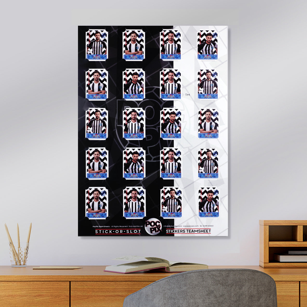 Sticker Poster : Team Sheet : Teams or All-Stars : Black & White
