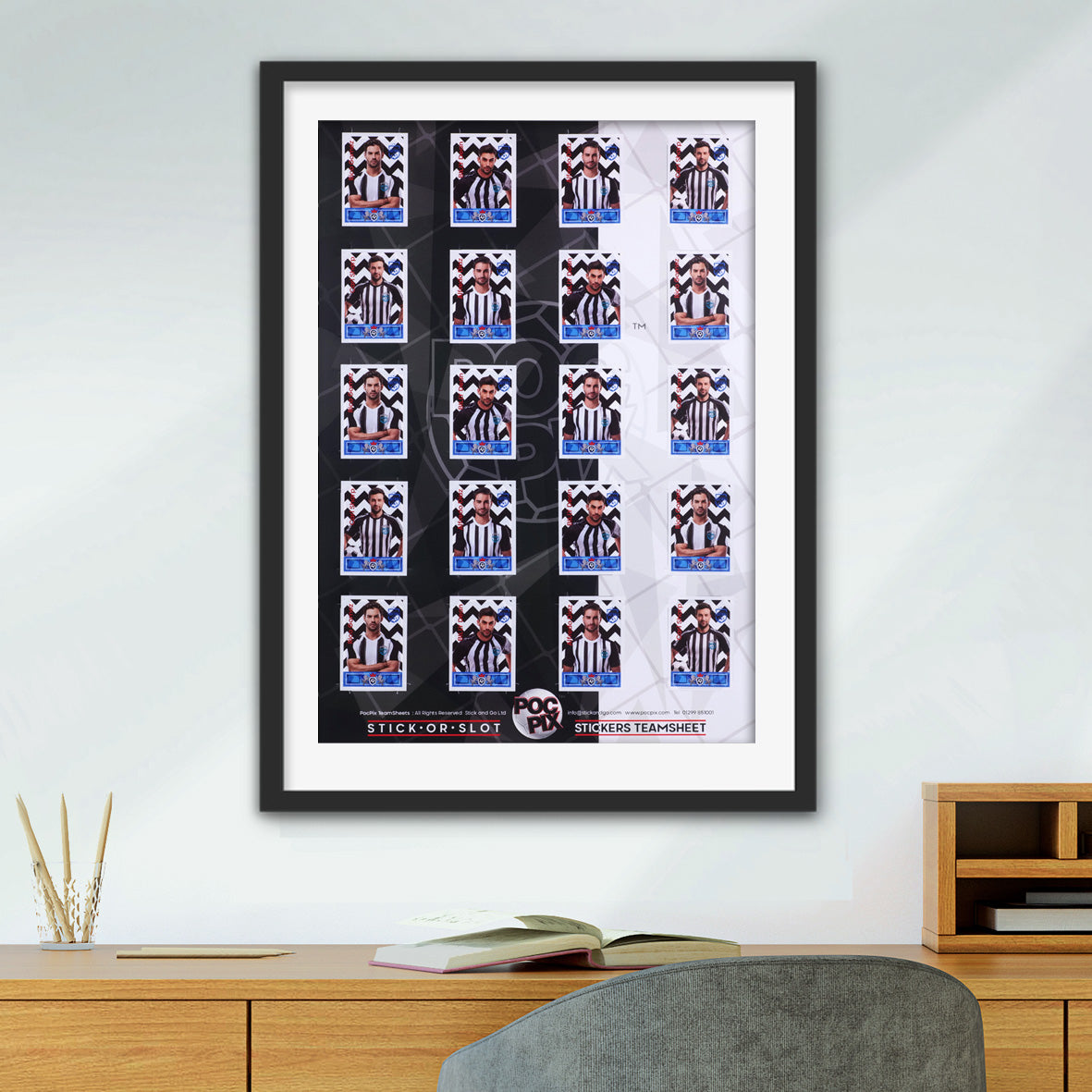 Sticker Poster : Team Sheet : Teams or All-Stars : Black & White