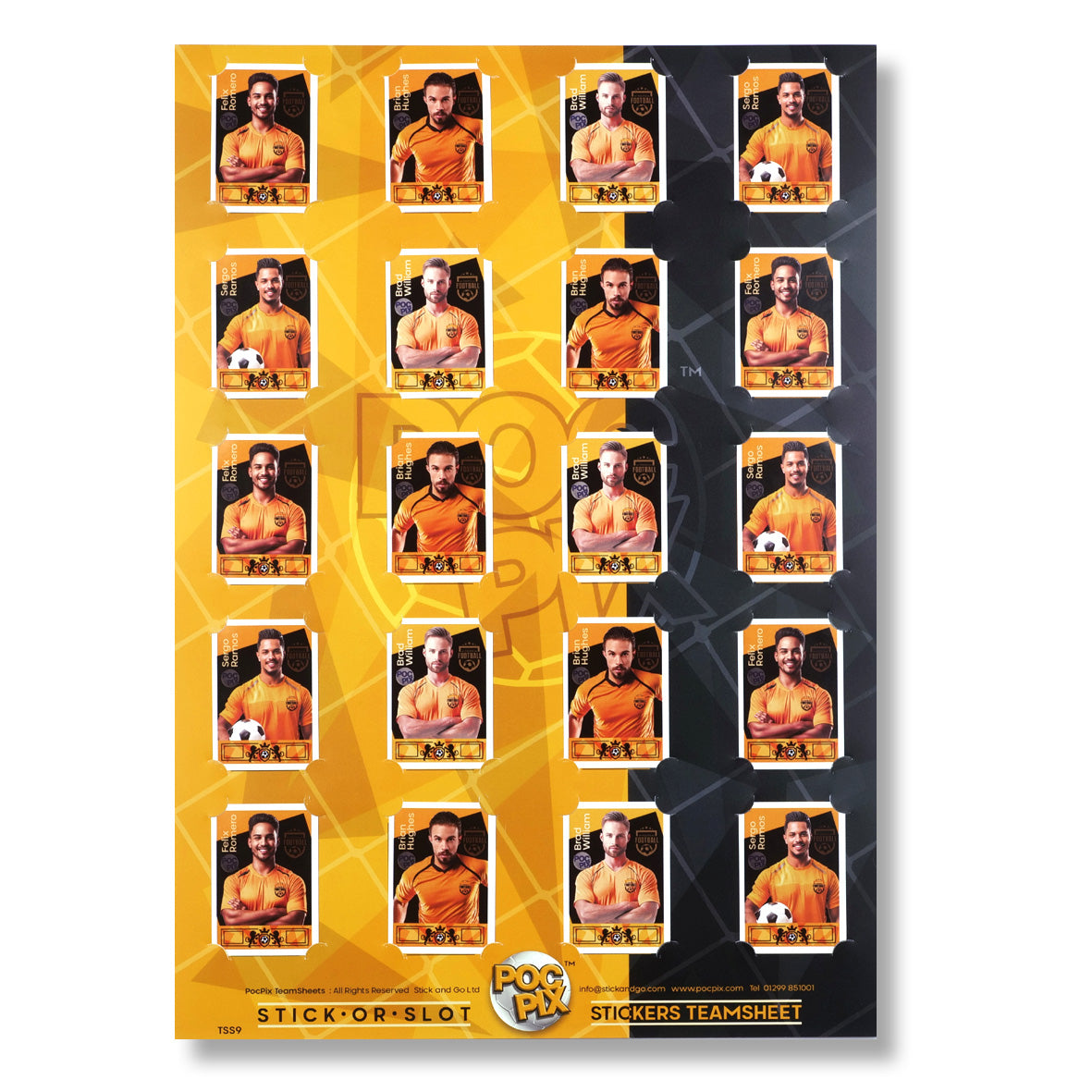 Sticker Poster : Team Sheet : Teams or All-Stars : Orange / Gold & Black