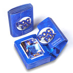 Double Sided Pocket Size Royal Blue Football Sticker & Trading Card Binder or Album Wallet for TCG sticker collectors, with unique facility to "SLOT OR STICK" your Stickers, allowing you to update at any time.