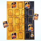 Orange, Gold & Black club colour Trading Card Poster team sheet designed to store and display trading cards, with sample cards shown on the sides.