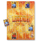 A colorful trading card poster designed to hold and display sports trading cards. The tcg album is showing 18 card slots with sample cards, and has a 'LEGENDS' title on the front cover.