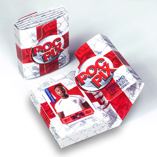 Pocket Size England National Team Themed Double Sided TCG Football Sticker Collection Book and Trading Card Binder for Sports Card Collectors and England Fans.
