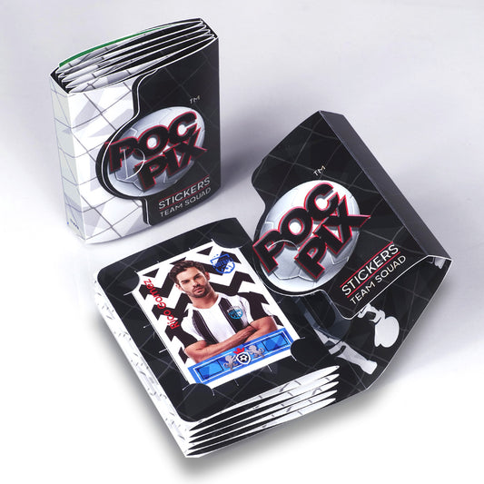 Pocket size Double Sided Black & White TCG Football Sticker Collection Book or Trading Card Binder Album, to "SLOT OR STICK" TCG Stickers and update any time. 