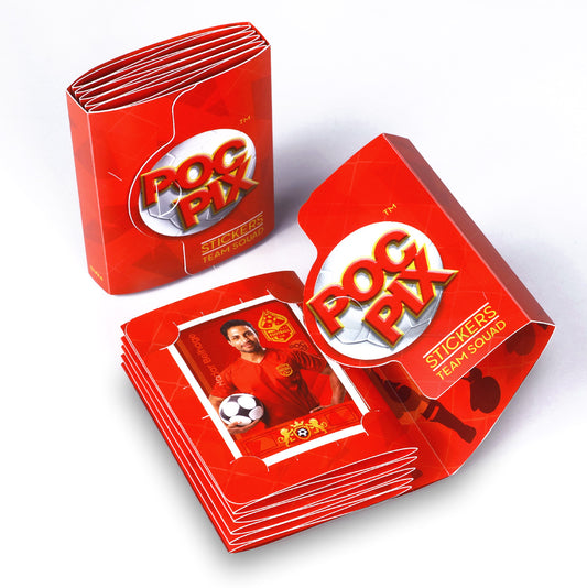 Red and Gold Pocket Size Double Sided Football Sticker Collection Book or Trading Card Binder Album Wallet for Sticker Collectors, Club Fans or a TCG Collector.
