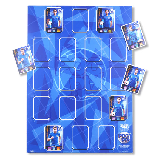 Royal Blue Trading Card Poster – Team Sheet Display for Football Trading Cards or a sports card TCG collector.