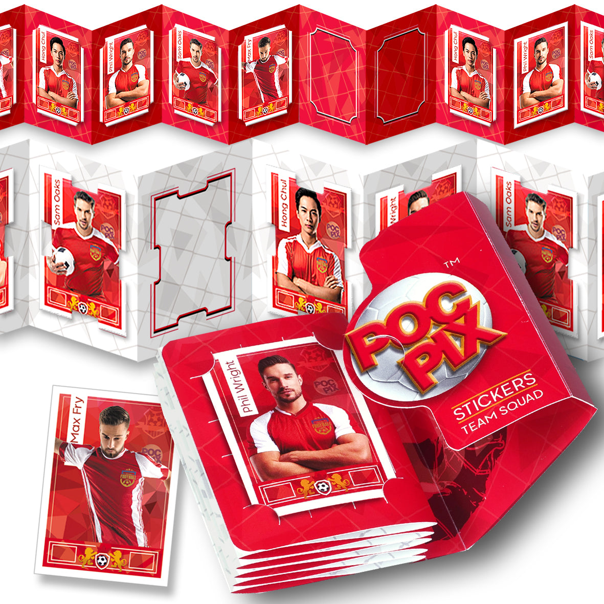 Pocket TCG Football Sticker Collection Book : Red & White & White