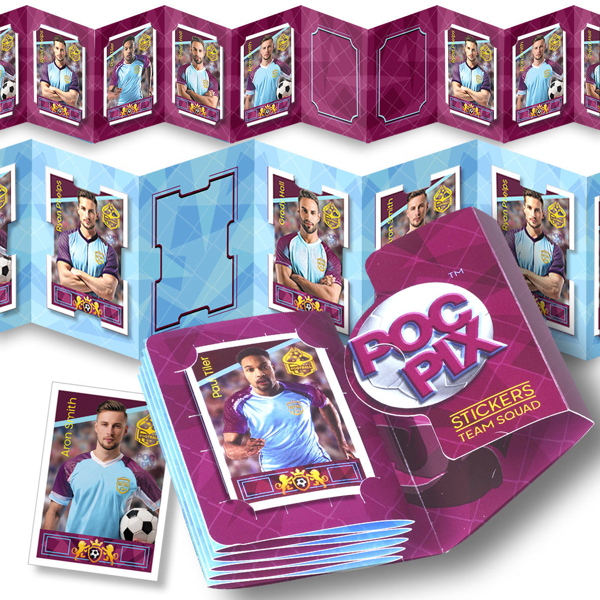 Pocket TCG Football Sticker Collection Book : Claret & Blue
