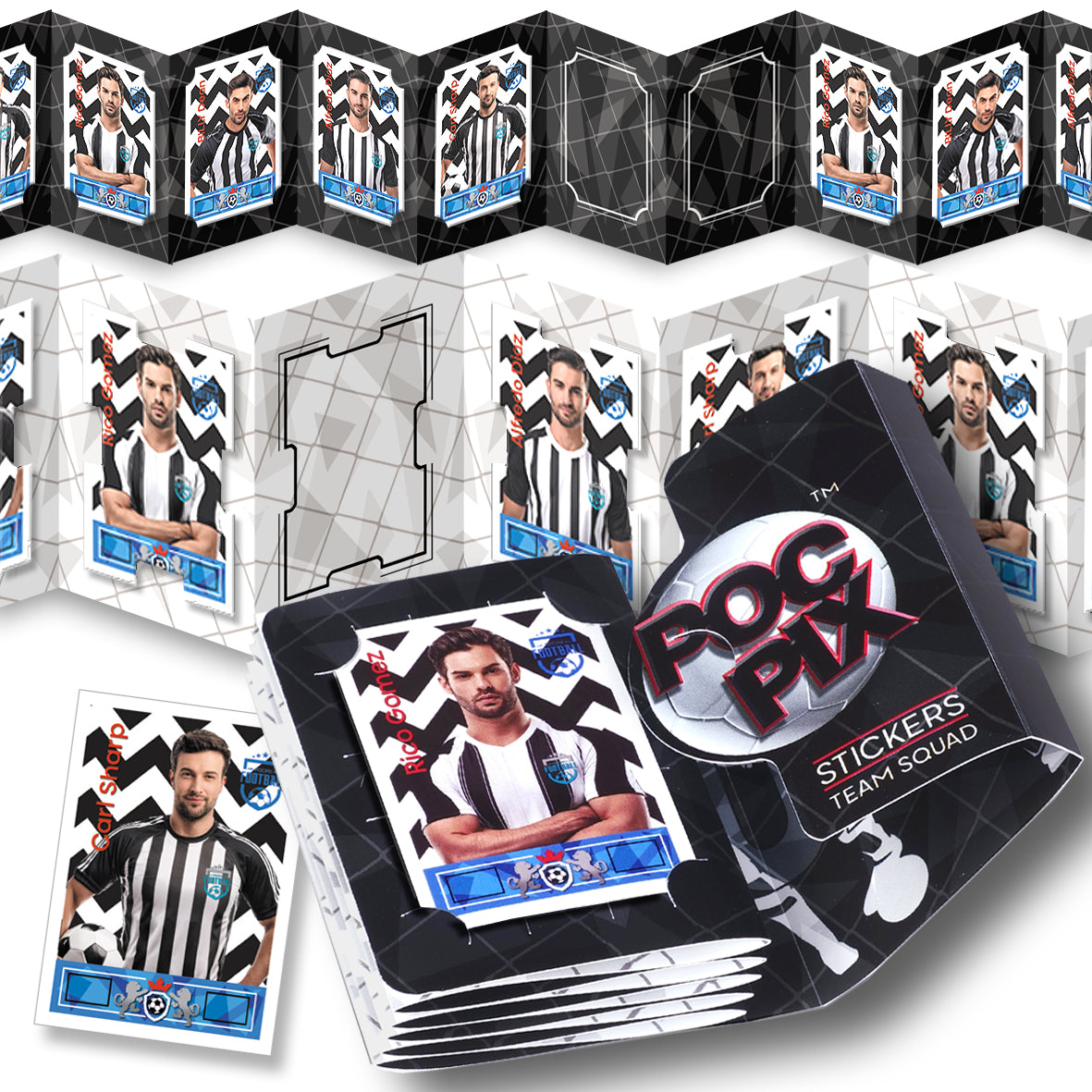 Pocket TCG Football Sticker Collection Book : Black White