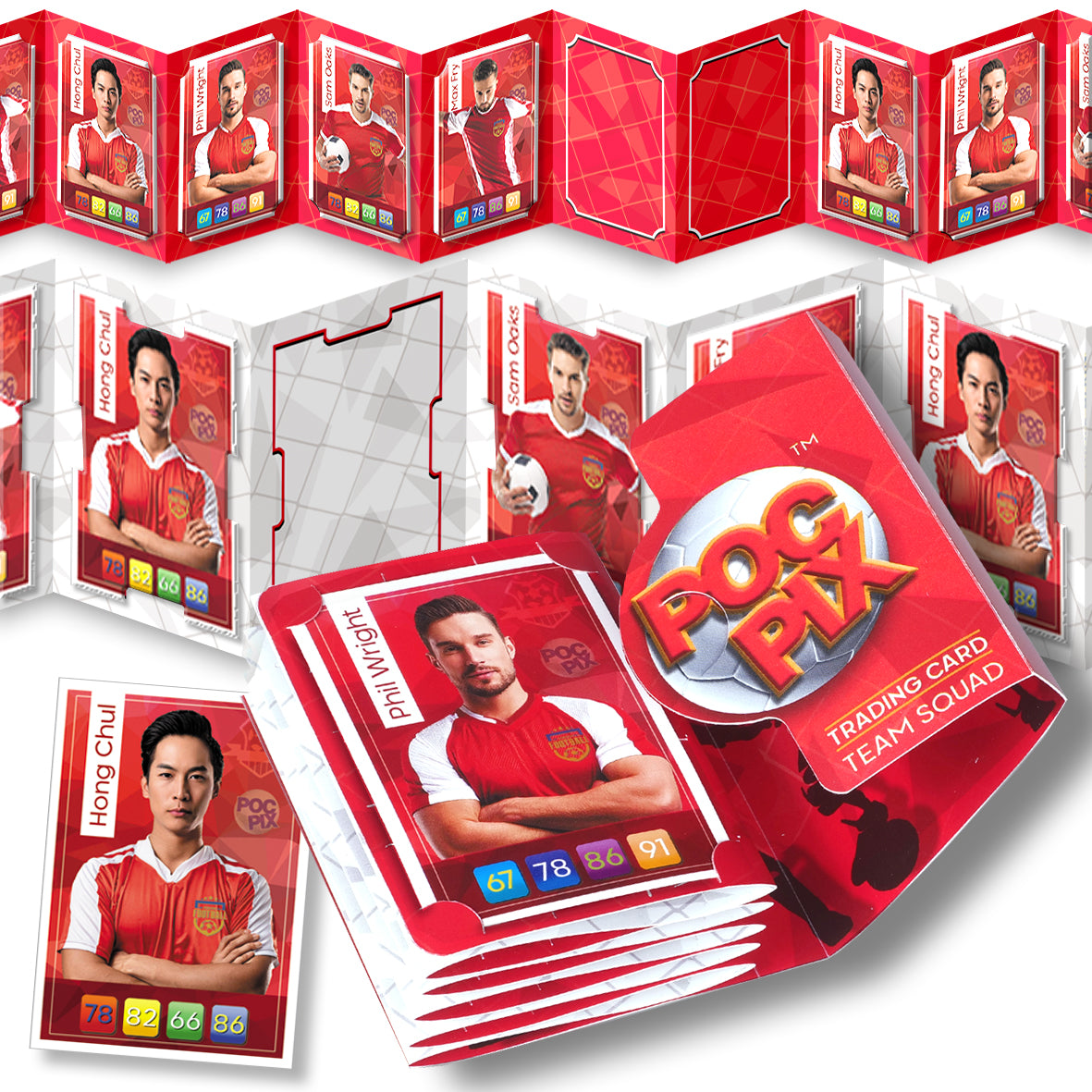 Pocket Trading Card Binder : Football Team : Red White