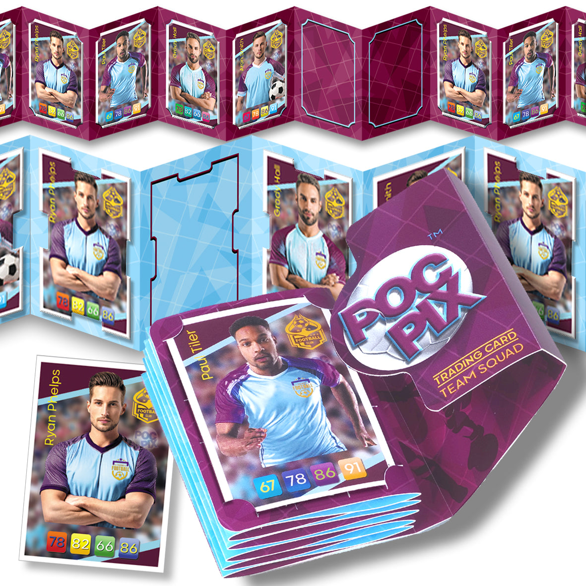 Pocket Trading Card Binder Display : Football : Claret Blue