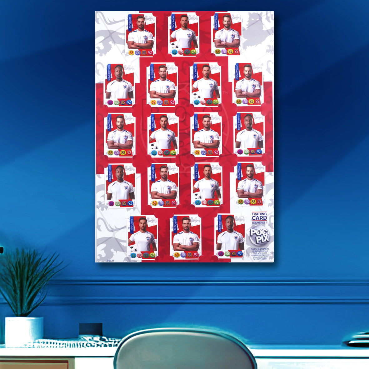 Trading Card Poster Display : Team Sheet : National Teams or All-Stars - England