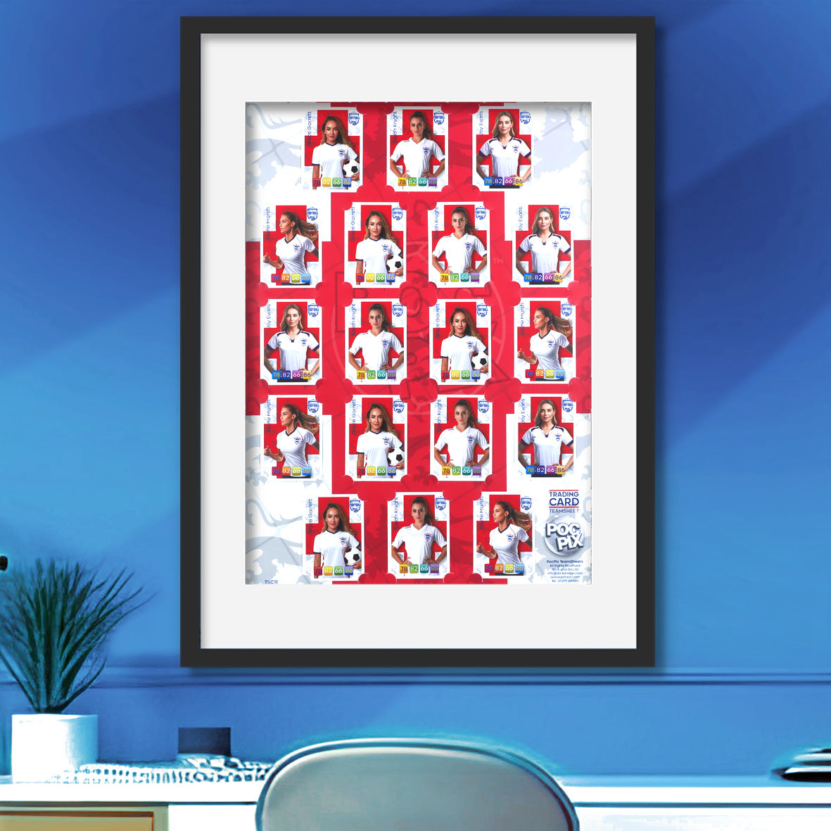 Trading Card Poster Display : Team Sheet : National Teams or All-Stars - England