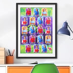 Trading Card Poster Display : Team Sheet : Teams or All-Stars - Purple & Green