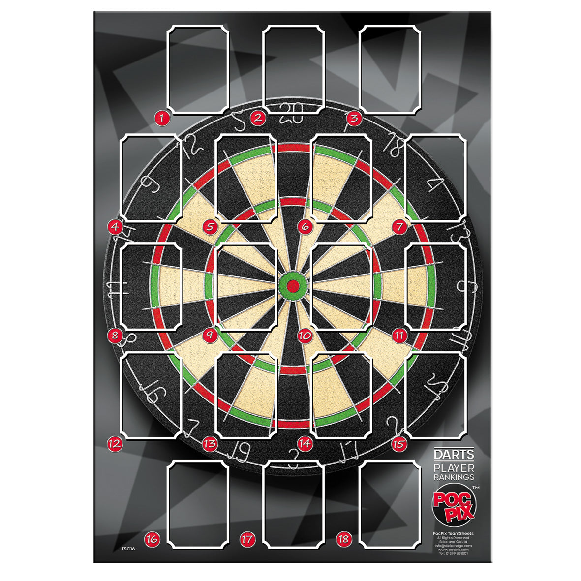 Trading Card : Darts Sheet : Player Rankings :  TSC16