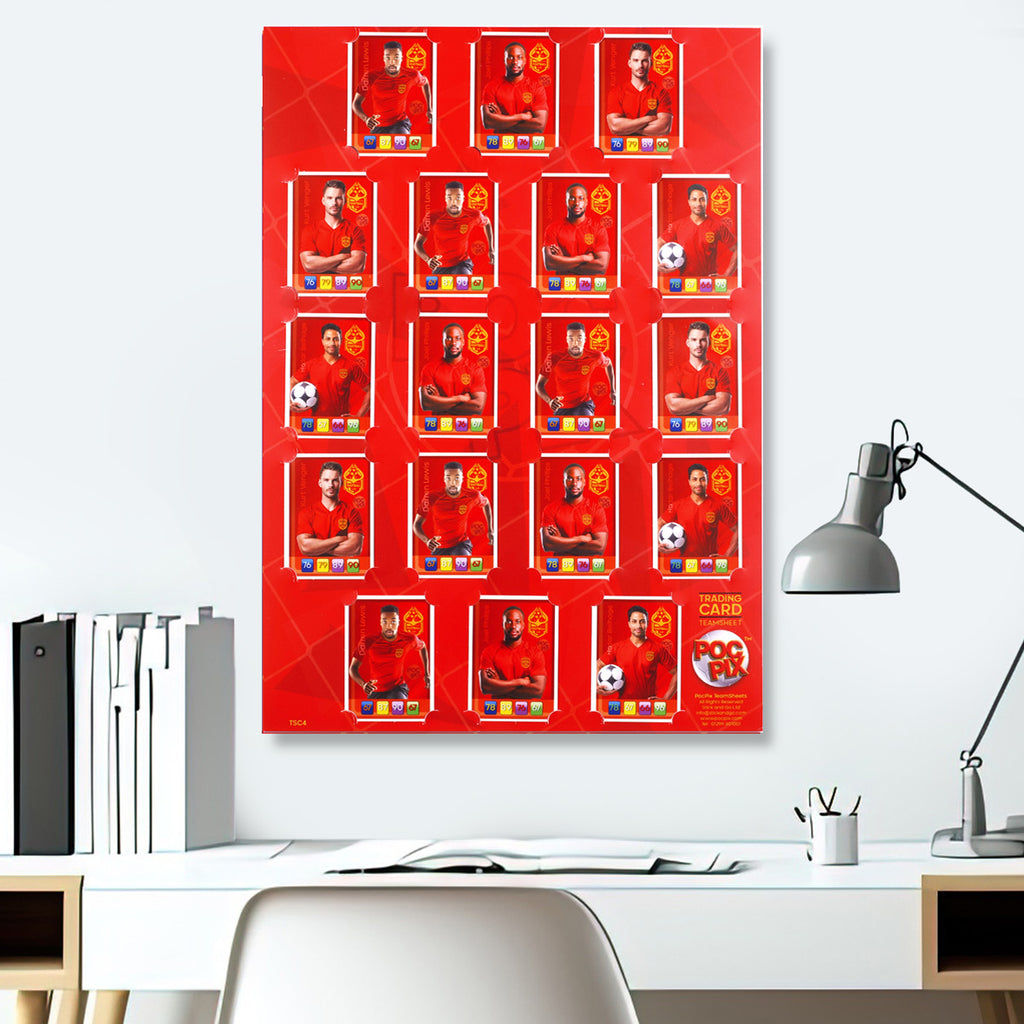 Trading Card Poster Display : Team Sheet : Teams or All-Stars - Red & Gold