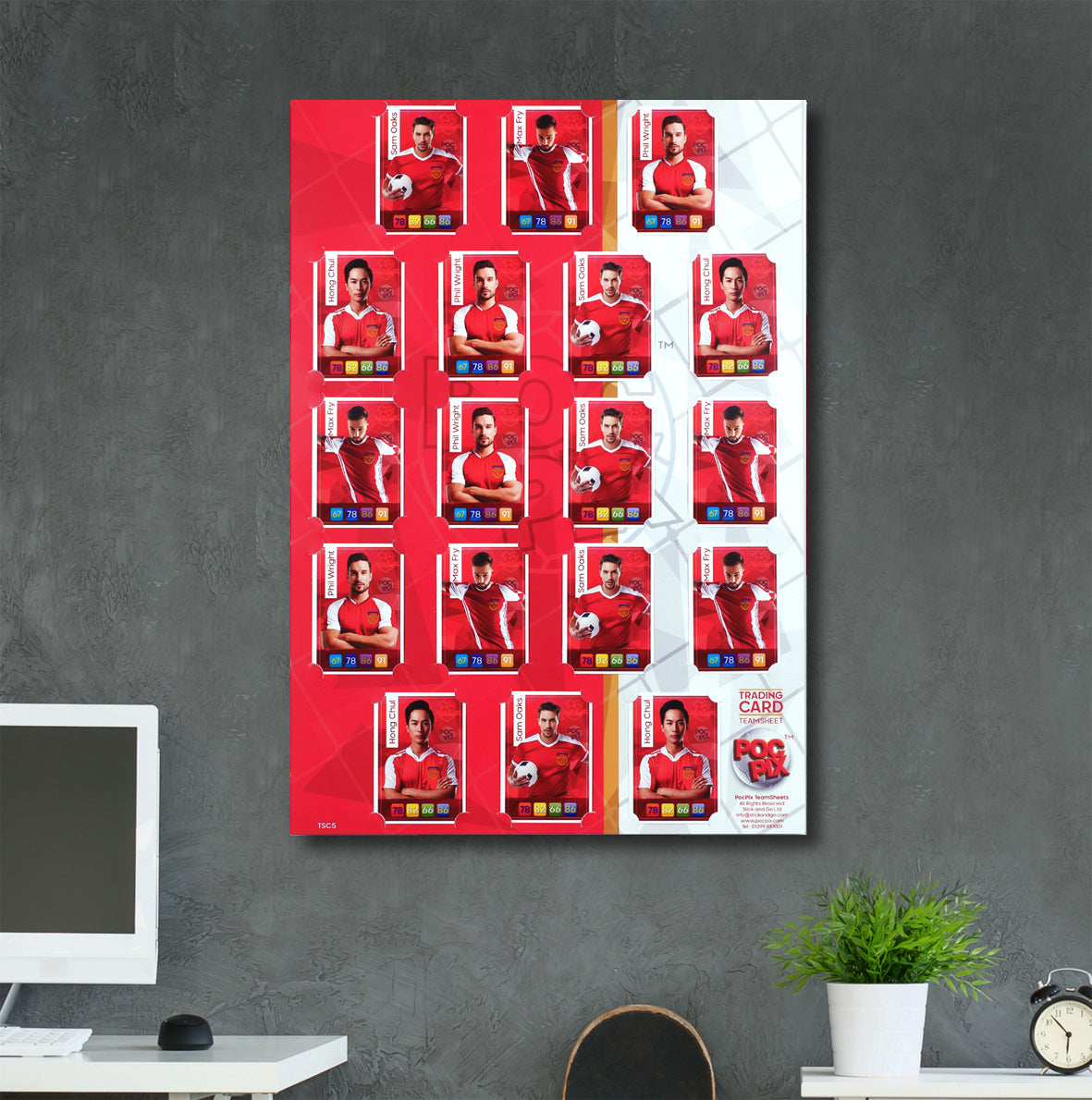 Trading Card Poster : Team Sheet : Teams or All-Stars : Red & White