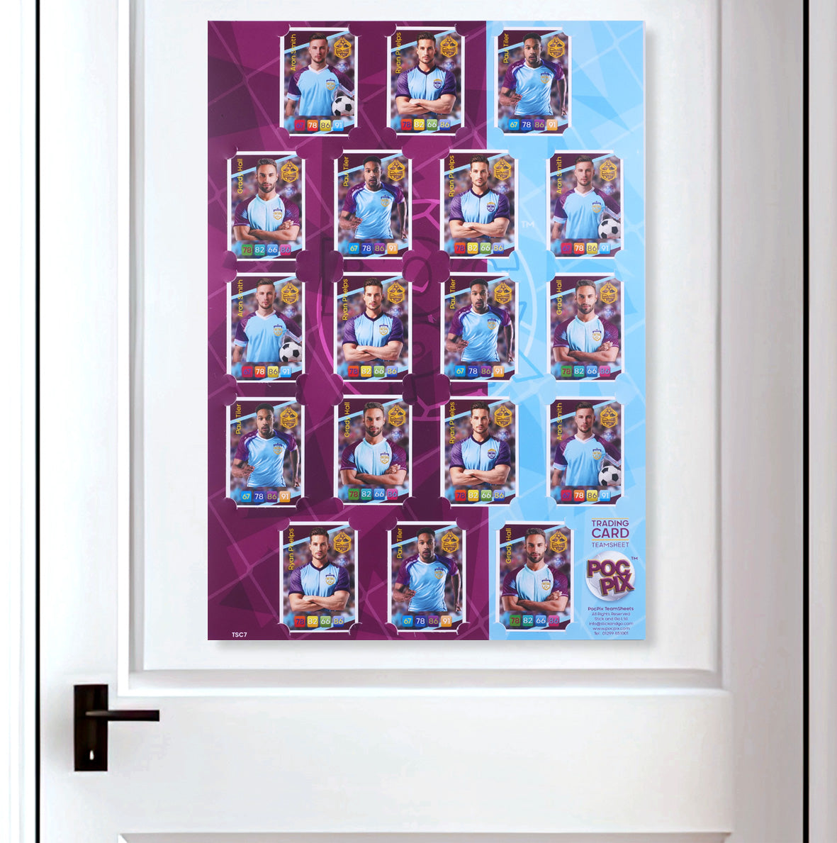 Trading Card Poster : Team Sheet : Teams or All-Stars :  Purple & Blue