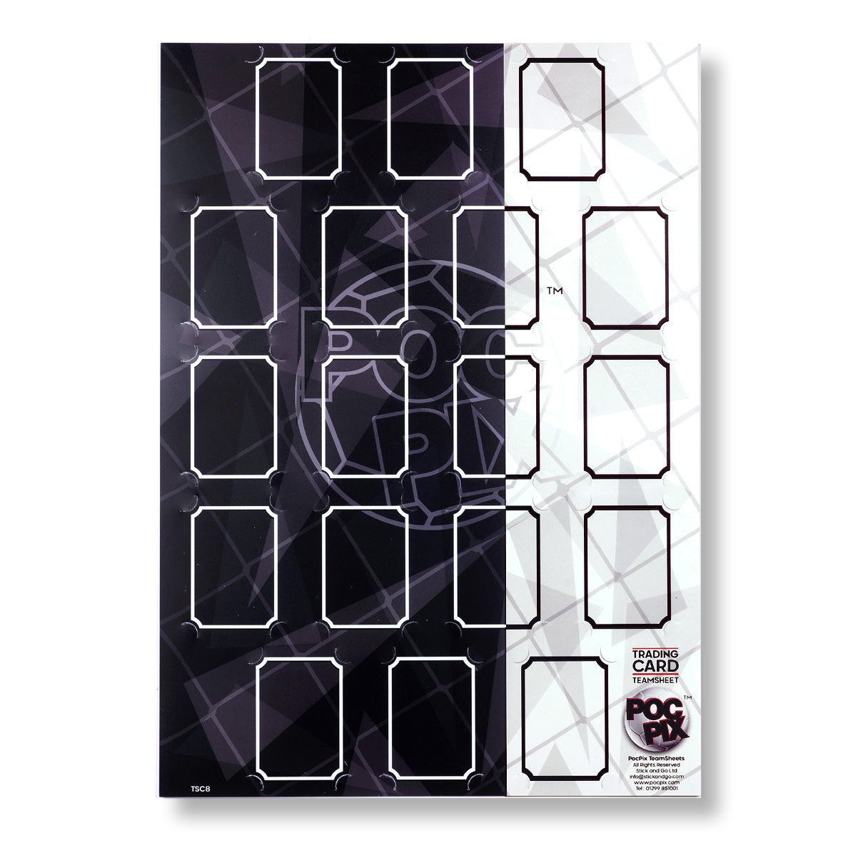 Trading Card Poster Display : Team Sheet : Teams or All-Stars - Black & White