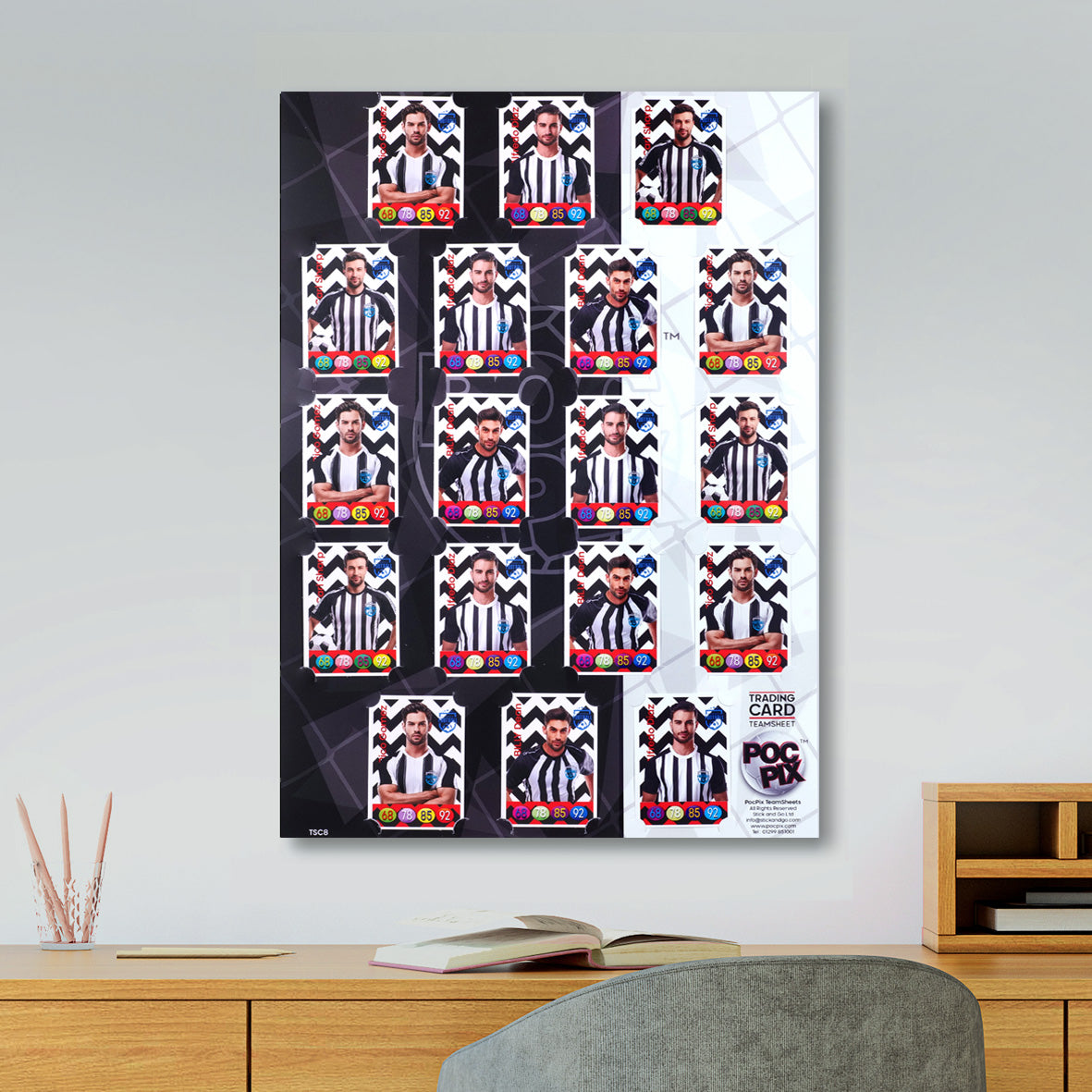 Trading Card Poster Display : Team Sheet : Teams or All-Stars - Black & White