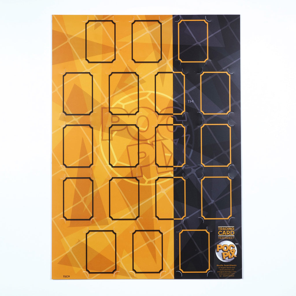 Trading Card Poster Display : Team Sheet : Teams or All-Stars - Orange / Gold & Black