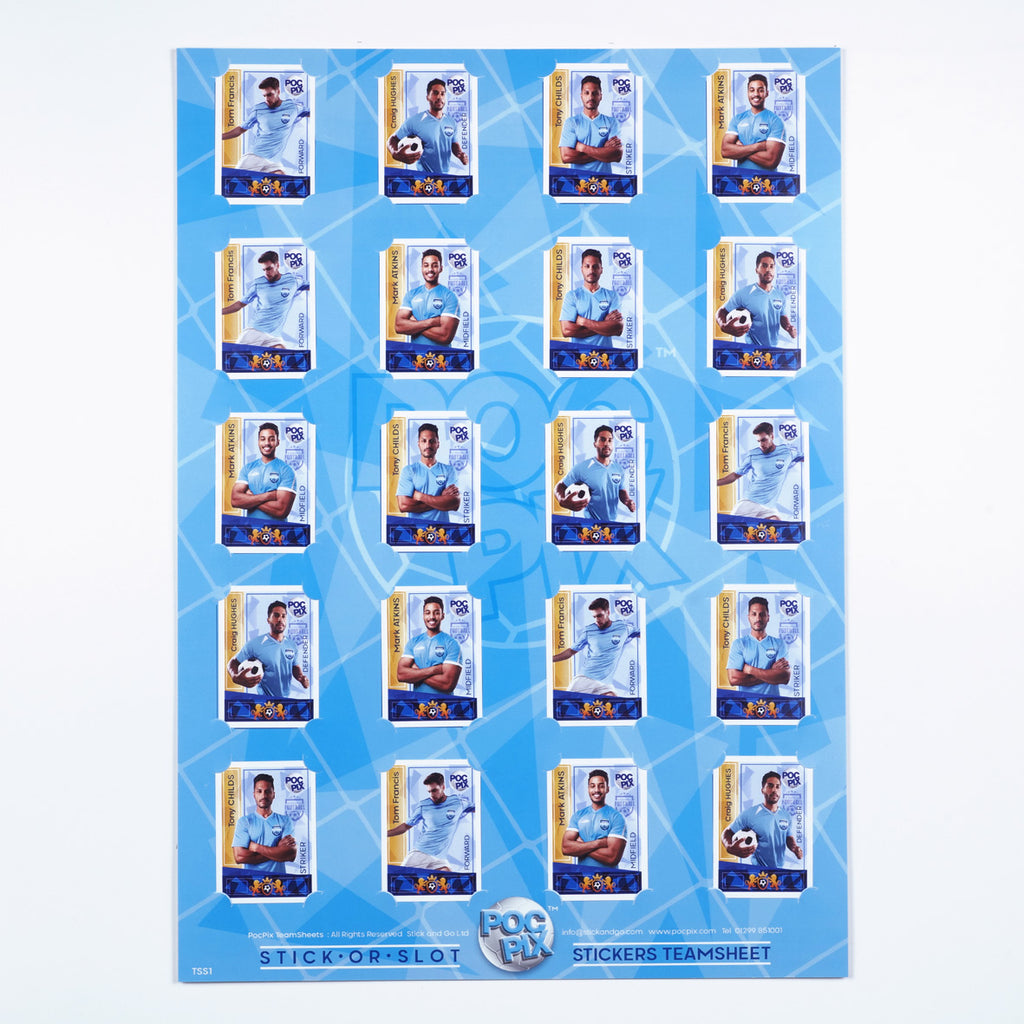 Football Sticker Poster : Binder Wall Sheet - Teams or All-Stars - Sky Blue