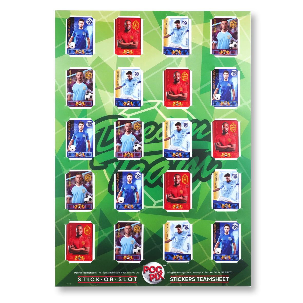 Sticker Poster : Team Sheet : Teams or All-Stars : Green
