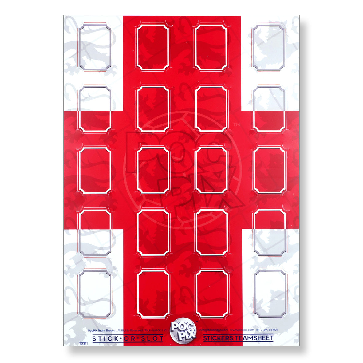 Sticker Poster : Team Sheet : Teams or All-Stars : England Squad