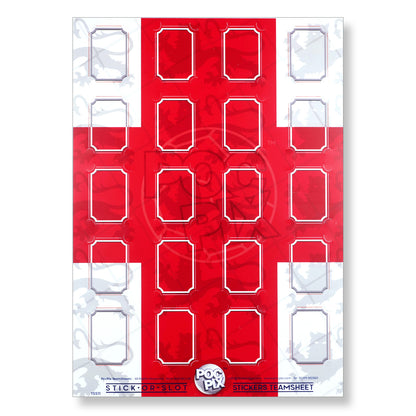 Sticker Poster : Team Sheet : Teams or All-Stars : England Squad