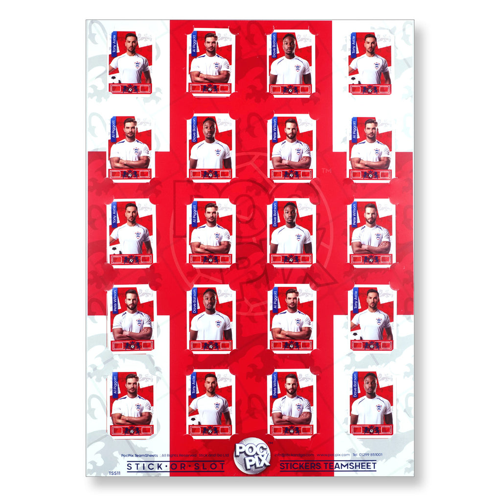 Football Poster : Team Sheet - Teams or All-Stars - England Squad