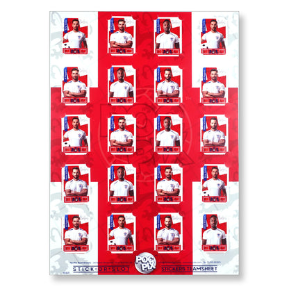 Sticker Poster : Team Sheet : Teams or All-Stars : England Squad