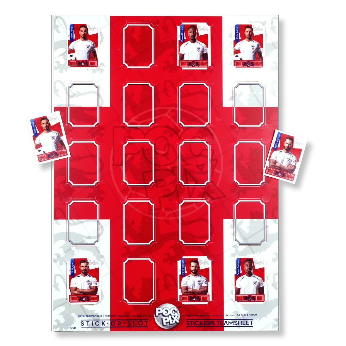 Sticker Poster : Team Sheet : Teams or All-Stars : England Squad