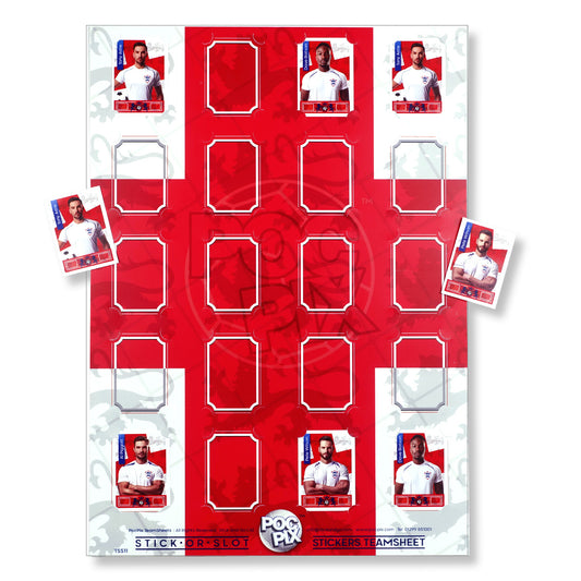 Sticker Poster : Team Sheet : Teams or All-Stars : England Squad