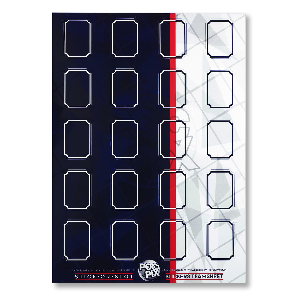 Football Sticker Poster : Team Sheet : Teams or All-Stars : Navy Blue &amp; White